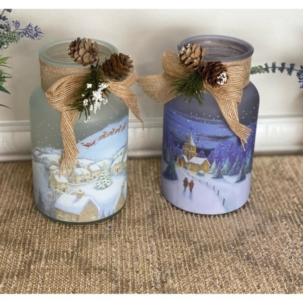 🌸Holiday Milk Jug Candle Holders💙